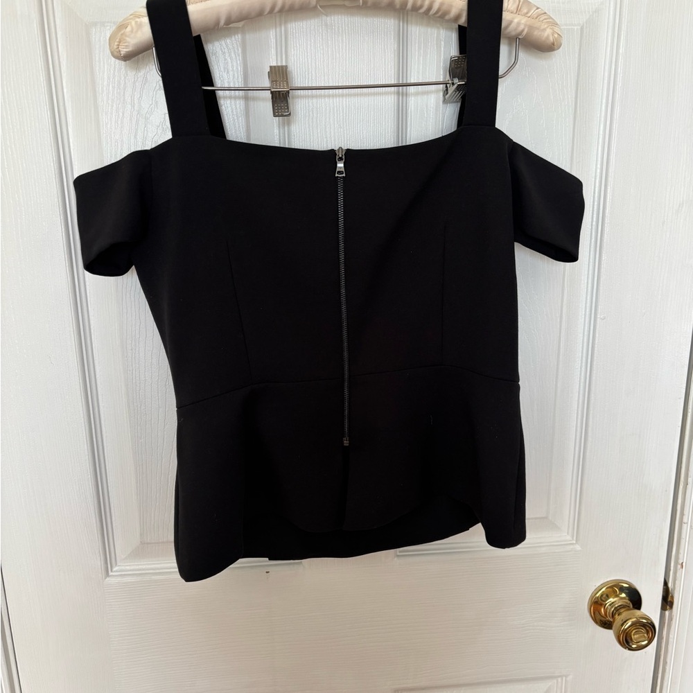 BCBGMaxAzria Black Bustier Peplum Sleeveless Top